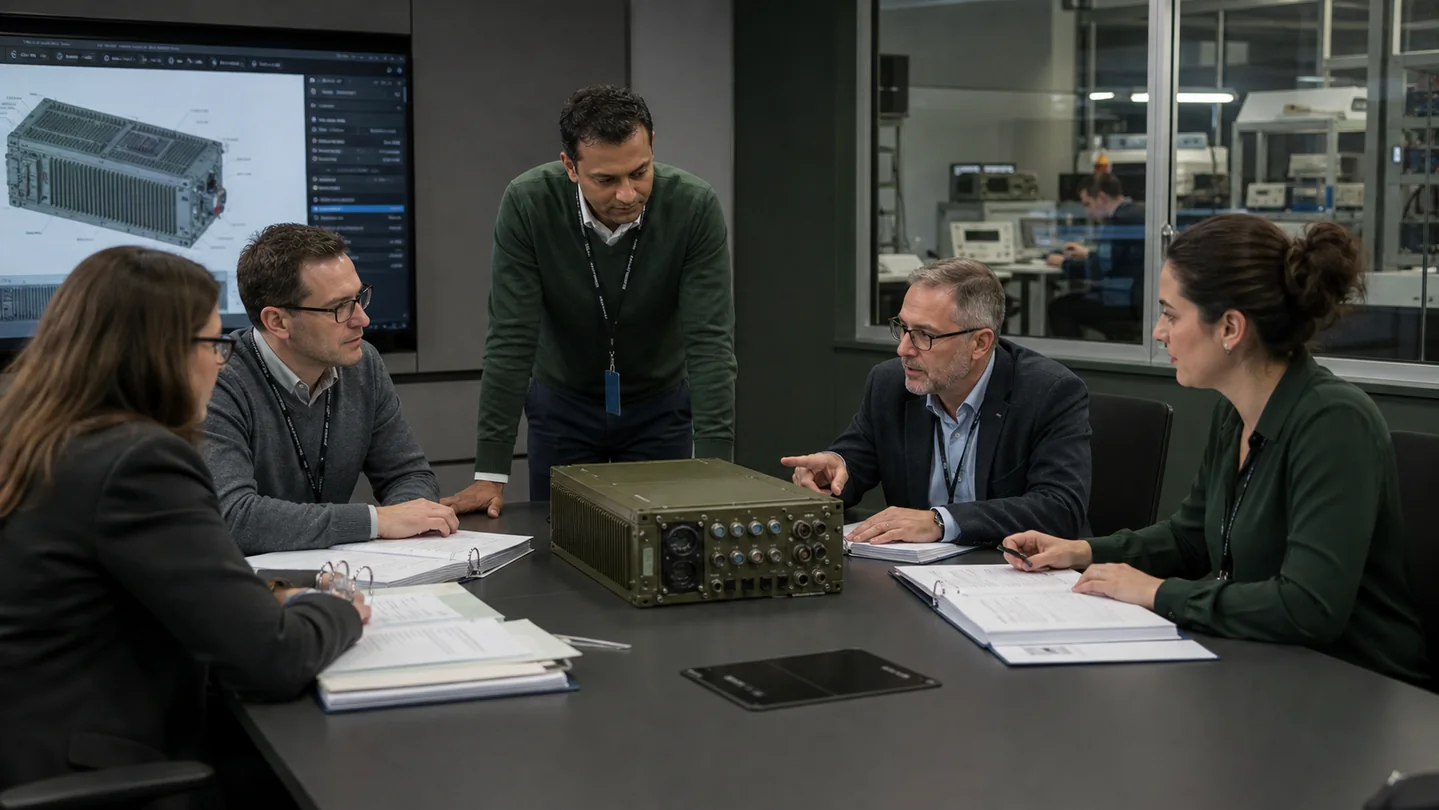 Illustrative view of defence-industry supplier work at the fictional Sentinel Systems Group